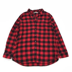 Woolrich Flannel Button Down Buffalo Plaid Shirt Size Large Womens Red Black L